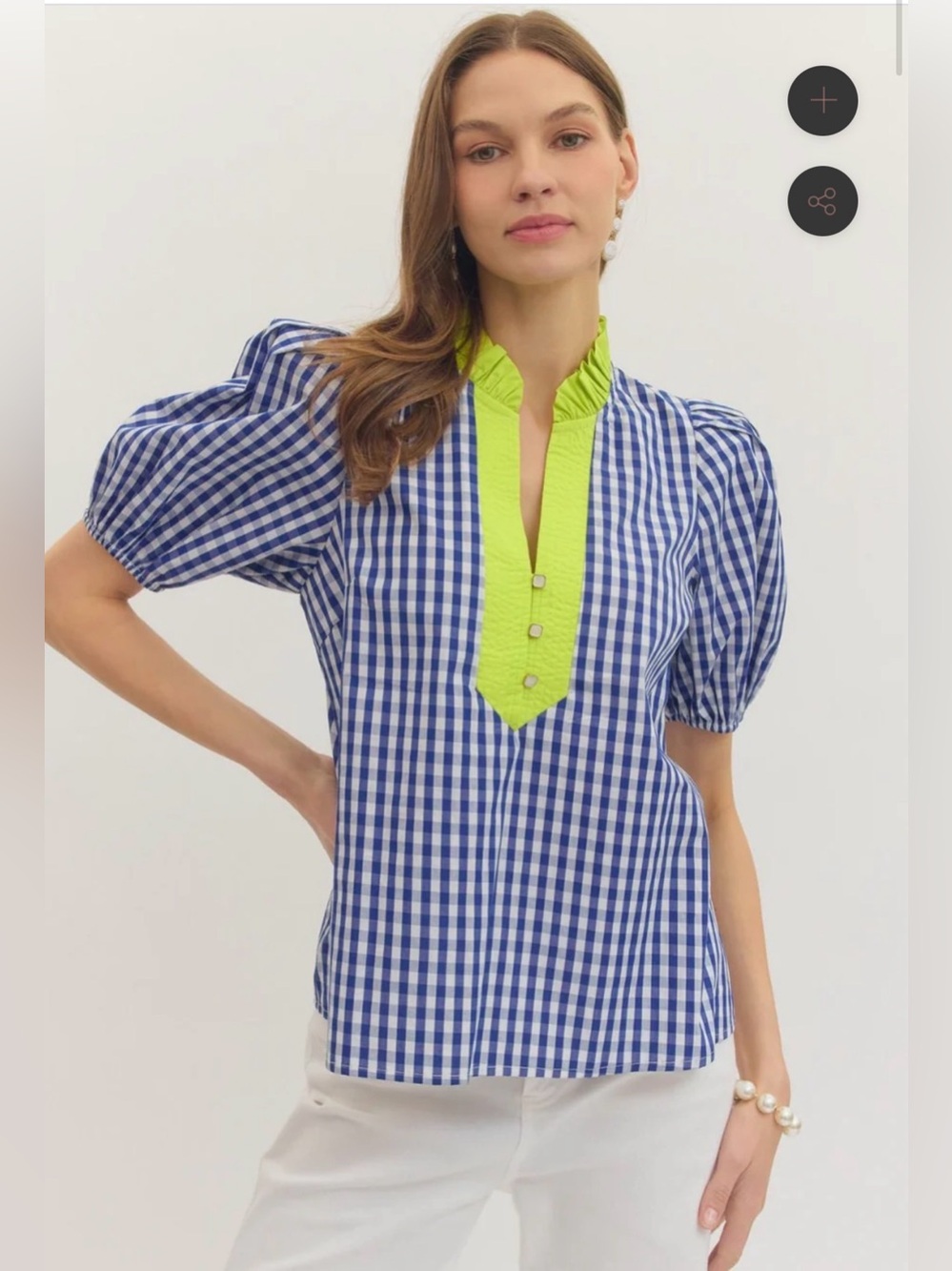 UMGEE Reg/Plus Gingham Blouse